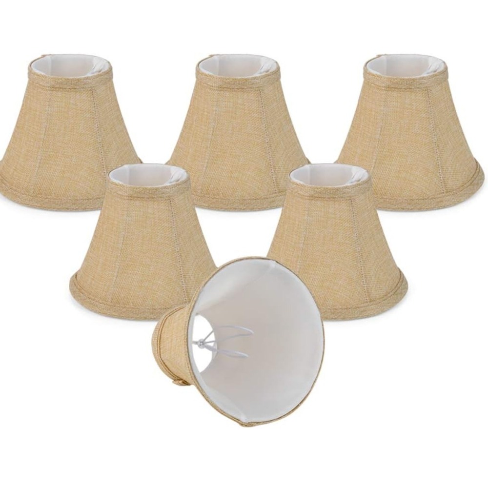 Wellmet | Set of 6 | Chandelier Lamp Shades | Style Linen | Clip On | 3x6x5